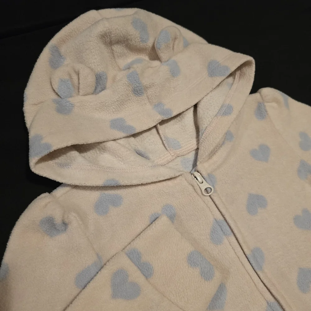 The Childrens Place Girls‎ Heart Zip Up Jacket Sweater Bear Ears Pink Size 4T